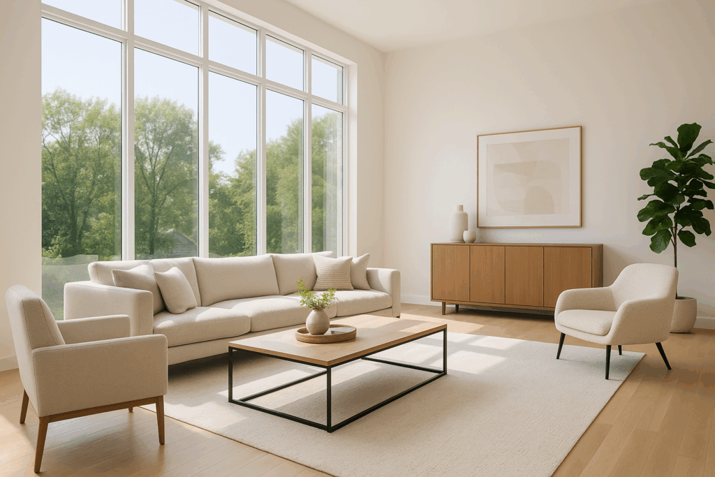 imágen profesional de living realizada con ia