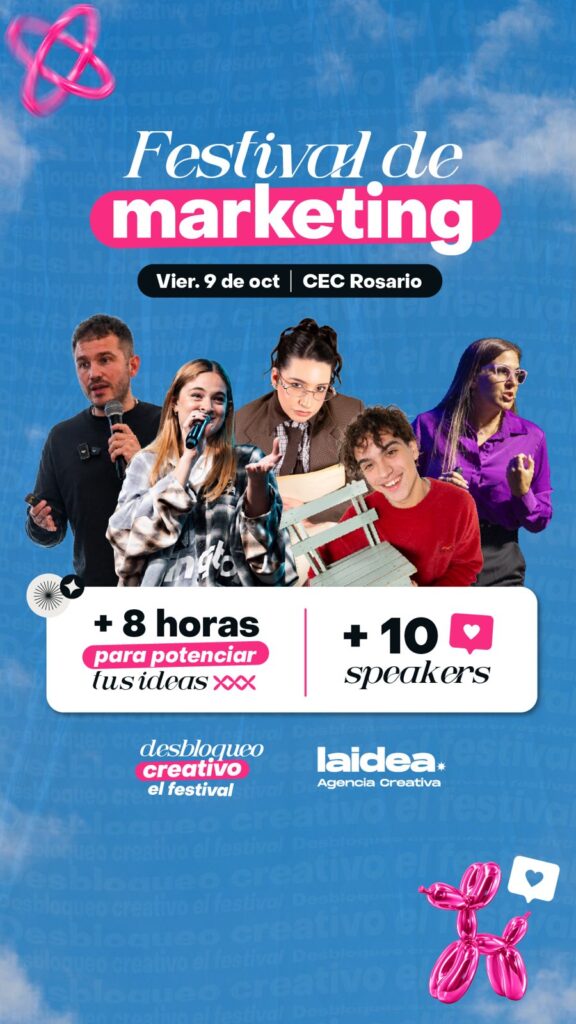 Flyer de Desbloqueo Creativo 2026, festival de marketing el viernes 9 de octubre en el CEC de Rosario