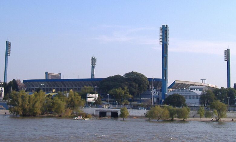 Vista del estadio Gigante de Arroyito de Rosario Central desde el río Paraná
