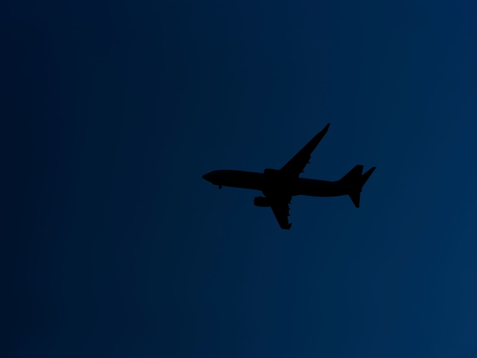 Silueta de un avión de pasajeros en vuelo contra el cielo de la tarde